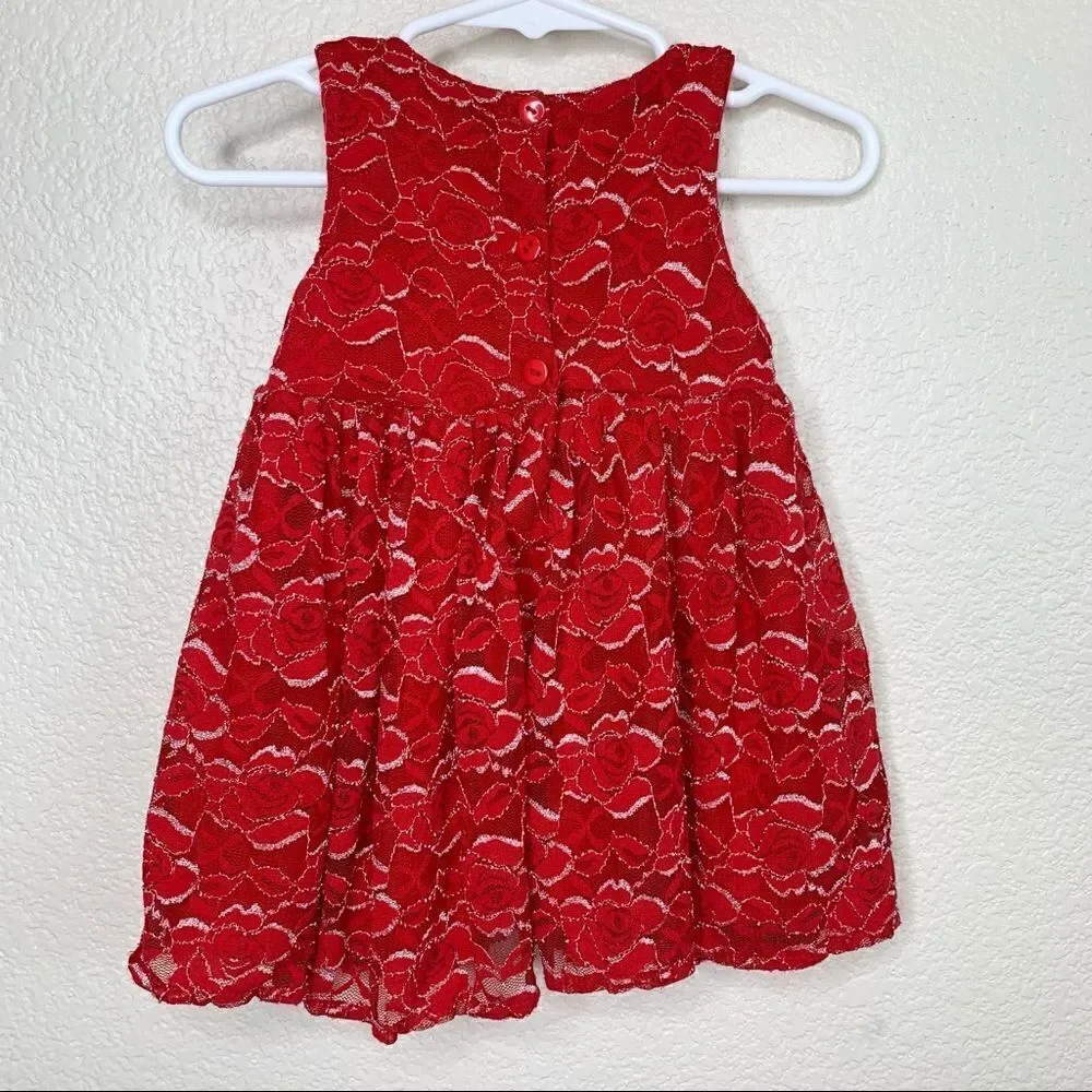 Nanette Baby 6-9 Months Red Baby Girl Dress